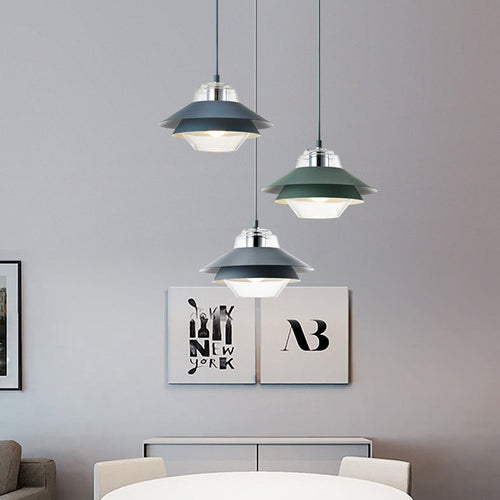 Suspension industrielle LED double abat-jour coloré Armel