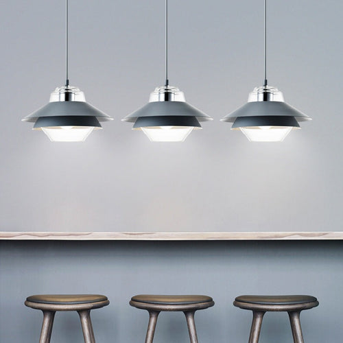 Suspension industrielle LED double abat-jour coloré Armel