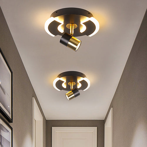 Plafonnier design LED avec base ronde lumineuse en métal Abby