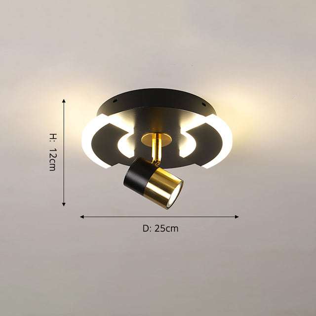 Plafonnier design LED avec base ronde lumineuse en métal Abby - vue 6 sur 9