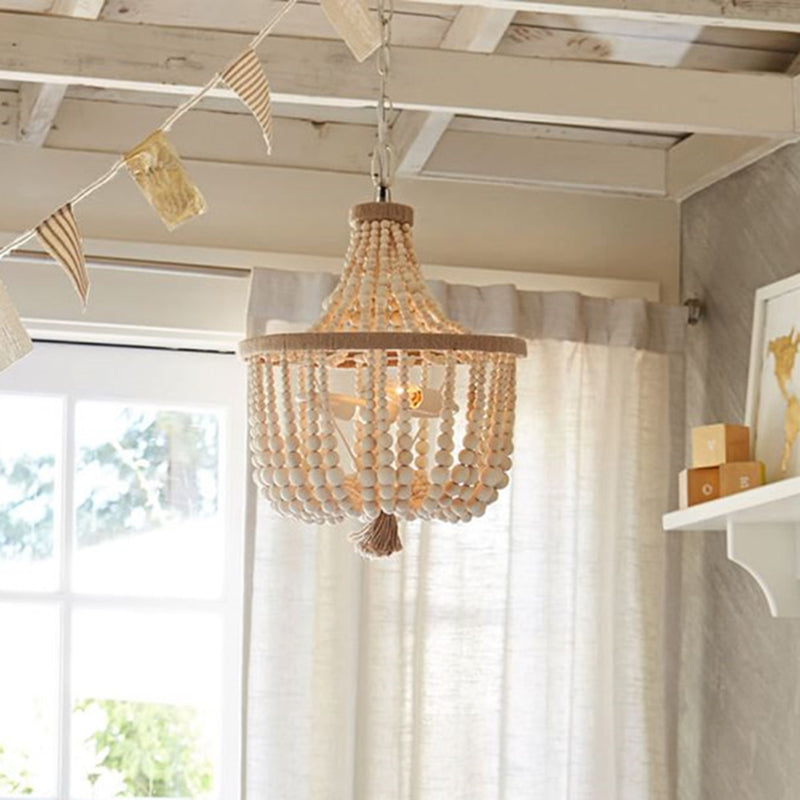 Lustre scandinave style corbeille avec perles enfilées Brunissende