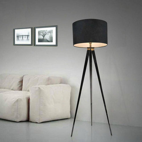 Lampadaire design Luxe sur triple pieds et abat-jour tissu noir - vue 2 sur 2