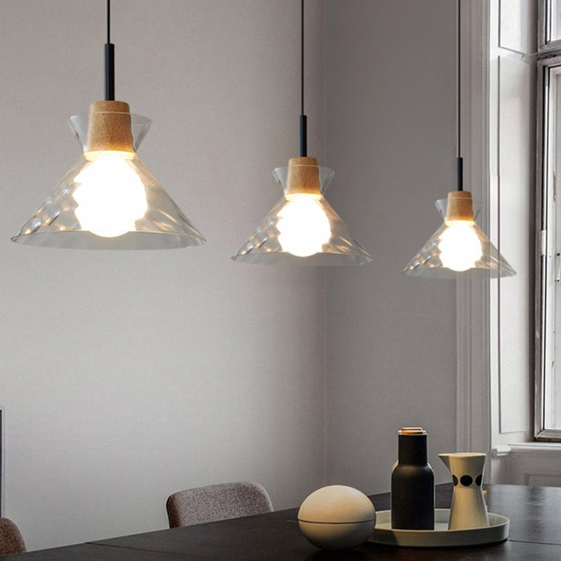 Lustre moderne avec abat-jour en verre Dante