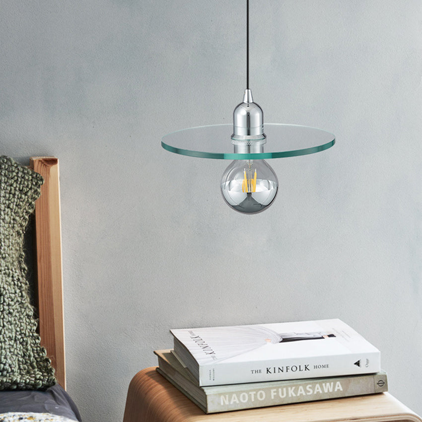 Suspension design avec abat-jour plat en verre Aiden - vue 3 sur 7