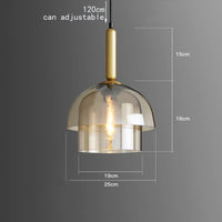 Modern pendant light with multiple Rowan glass domes