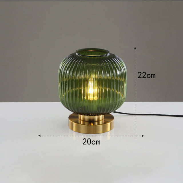 Lampe à poser cylindrique en verre coloré et base dorée Quinn - vue 9 sur 13