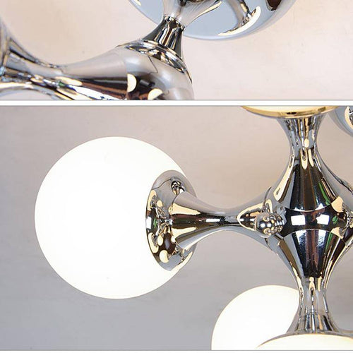 Plafonnier chromé à LED style molécule moderne