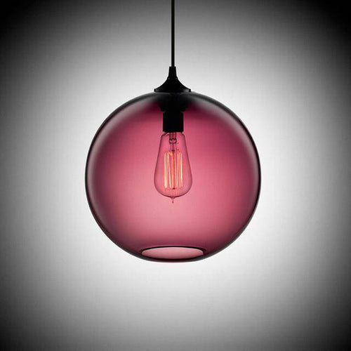 Suspension design en boule de verre (plusieurs couleurs)