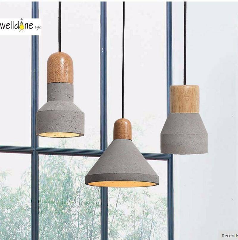 Suspension scandinave en bois et ciment Loft - vue 3 sur 5