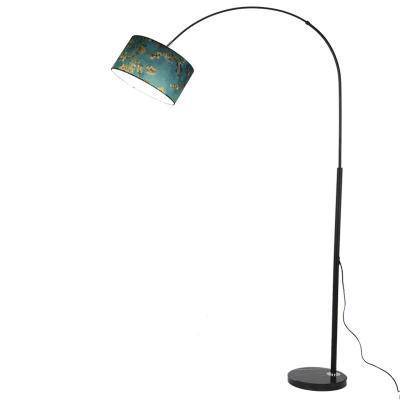Lampadaire design avec abat-jour en tissu suspendu