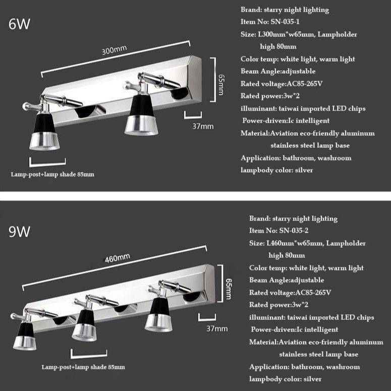 Evo - Chrome - Spot à fixer sur miroir - Applique LED miroir salle de bain  Waterproof - IP44 certifié, modèle 30 cm, lampe pour miroir à LED