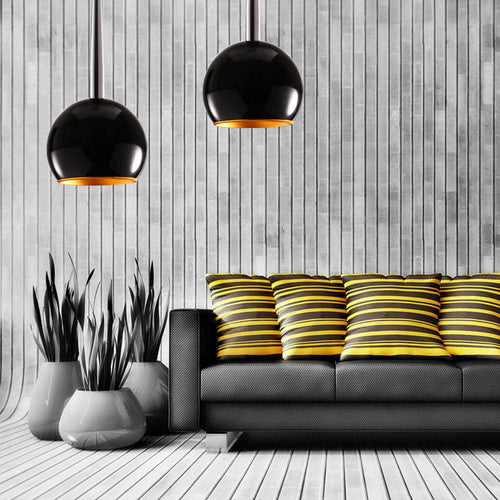 Suspension design LED en boule naquée noire - vue 2 sur 6