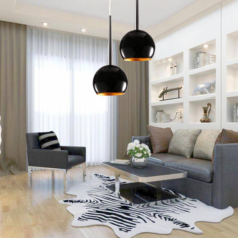 Suspension design LED en boule naquée noire - vue 3 sur 6