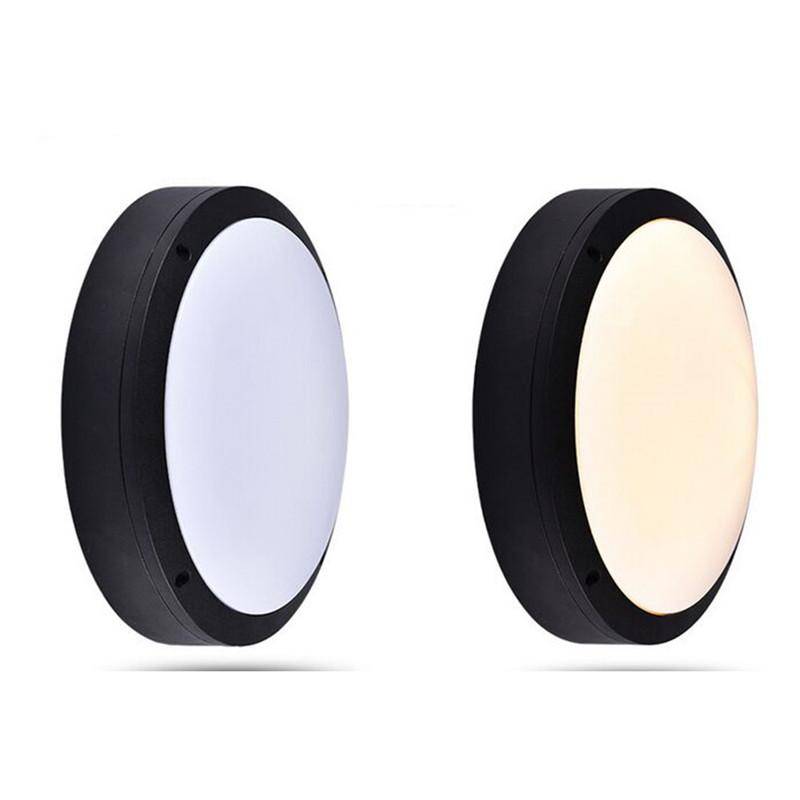 Plafonnier extérieur LED rond noir Flat (plusieurs tailles)