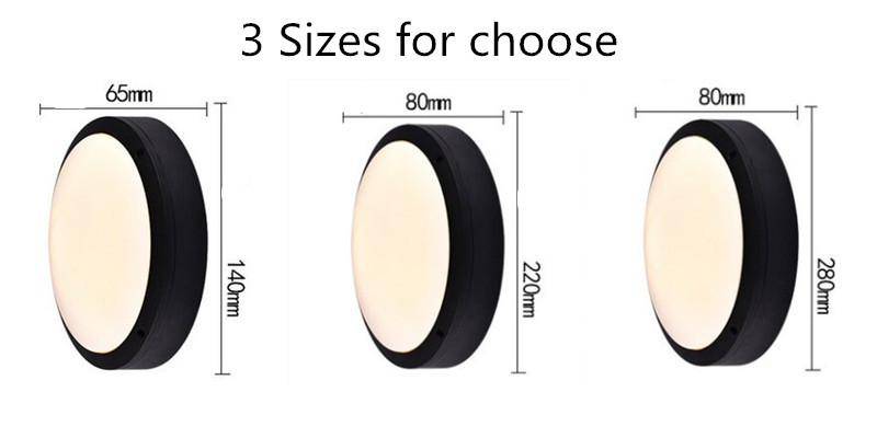 Plafonnier extérieur LED rond noir Flat (plusieurs tailles)
