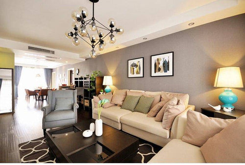 Lustre design noir avec plusieurs branches et verre Livewin