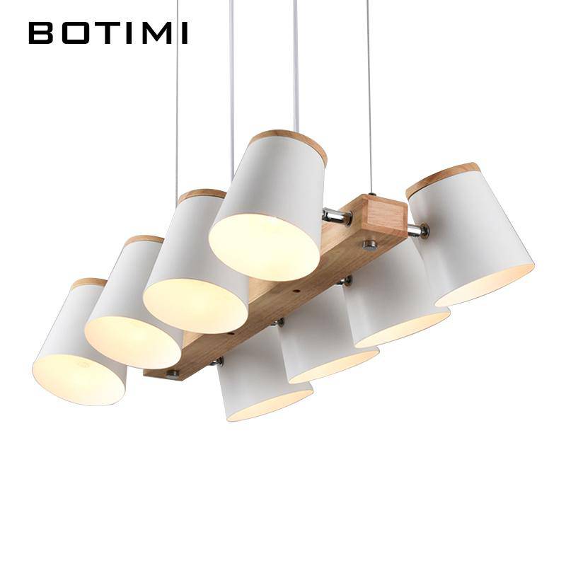 Lustre en bois avec lampe abat-jour métal ajustable Dining