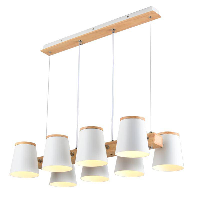 Lustre en bois avec lampe abat-jour métal ajustable Dining