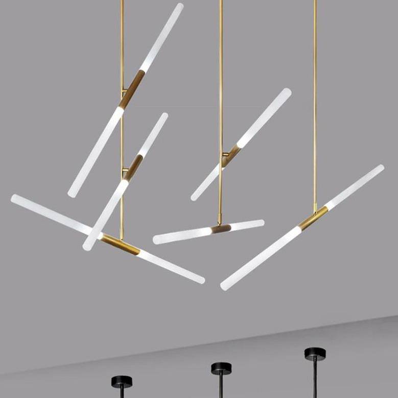 Suspension design doré en tube chic - vue 4 sur 7