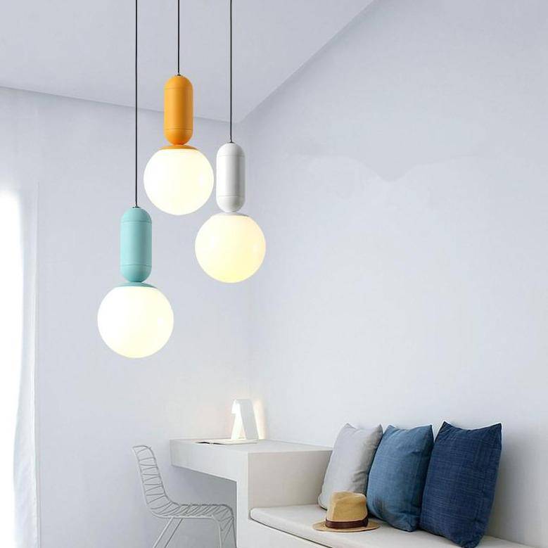 Suspension design couleurs en boule Macaron - vue 4 sur 6