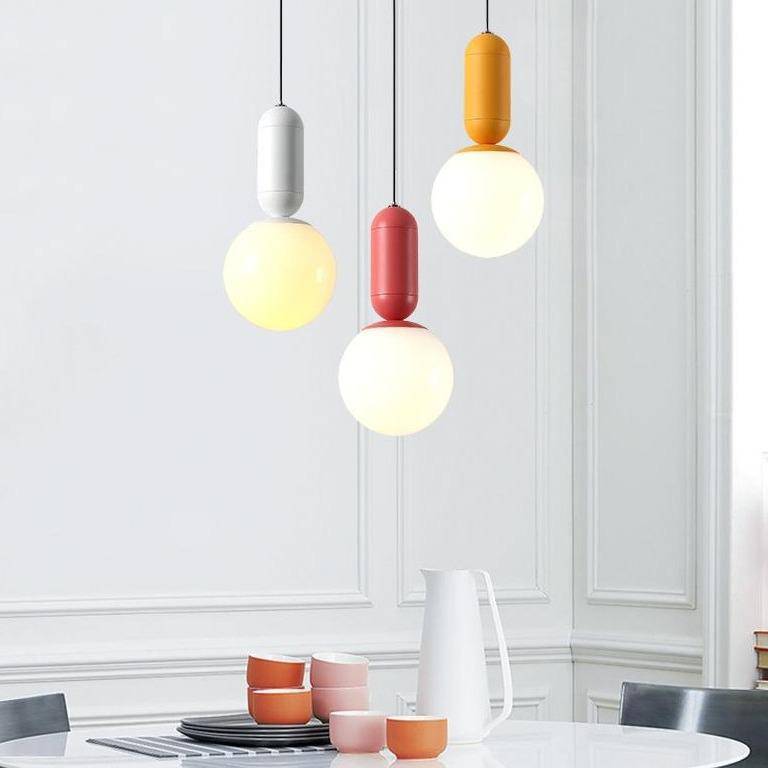 Suspension design couleurs en boule Macaron - vue 3 sur 6