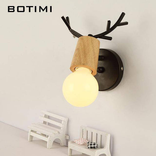 Applique murale en bois en forme de cerf (noir ou blanc)