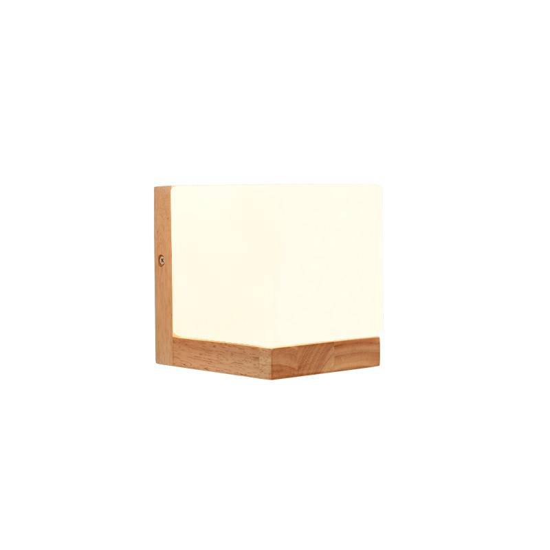 Applique murale moderne à LED en forme cubique en bois