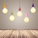 Coloured cord pendant light with bulb tea shop
