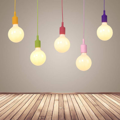 Coloured cord pendant light with bulb tea shop - vue 3 sur 10