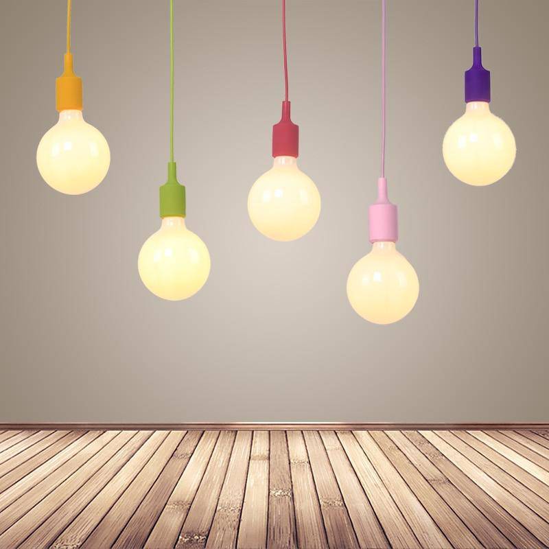 Coloured cord pendant light with bulb tea shop - vue 2 sur 10