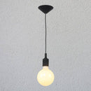 Coloured cord pendant light with bulb tea shop