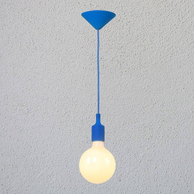 Coloured cord pendant light with bulb tea shop - vue 8 sur 10
