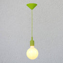 Coloured cord pendant light with bulb tea shop