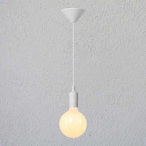 Coloured cord pendant light with bulb tea shop