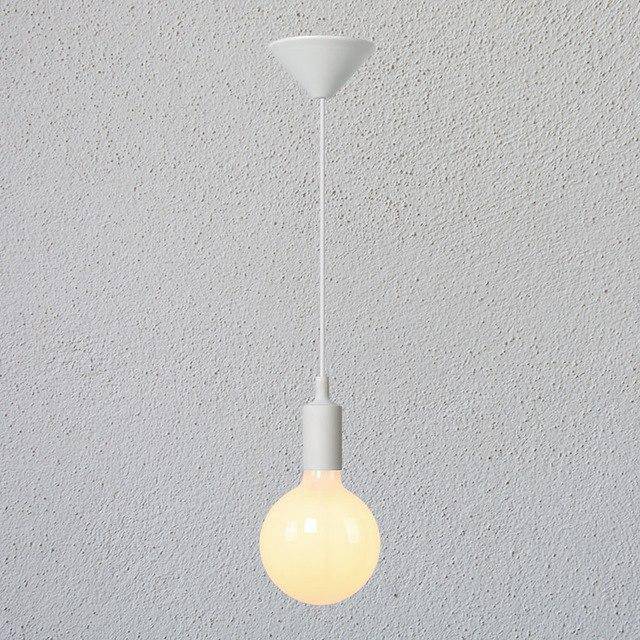 Coloured cord pendant light with bulb tea shop