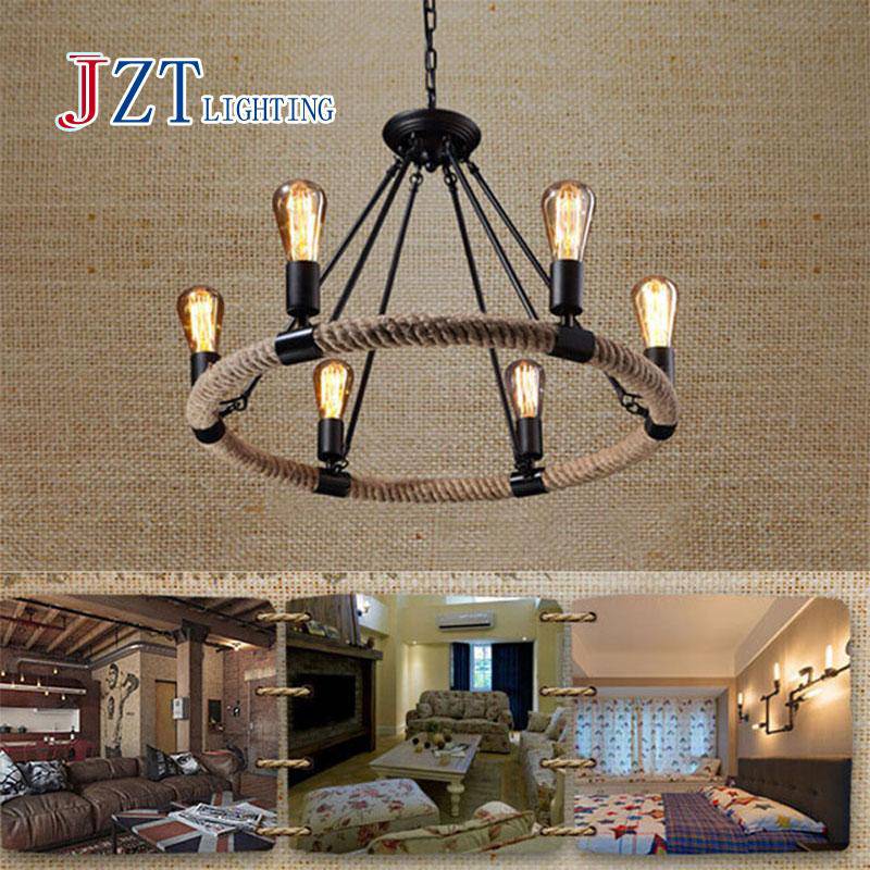 Suspension rustique en métal avec cordage rond - vue 3 sur 2