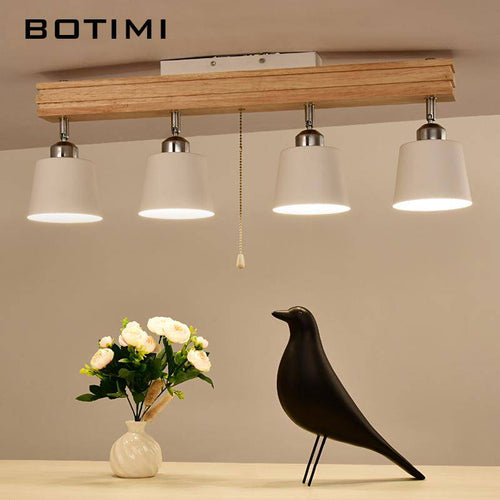 Plafonnier LED ajustable en bois et métal