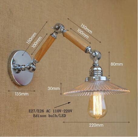Applique murale LED ajustable Art Deco chromée, bois et verre