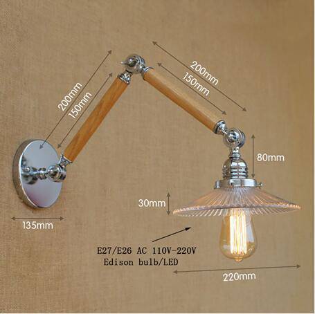 Applique murale LED ajustable Art Deco chromée, bois et verre