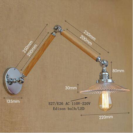 Applique murale LED ajustable Art Deco chromée, bois et verre