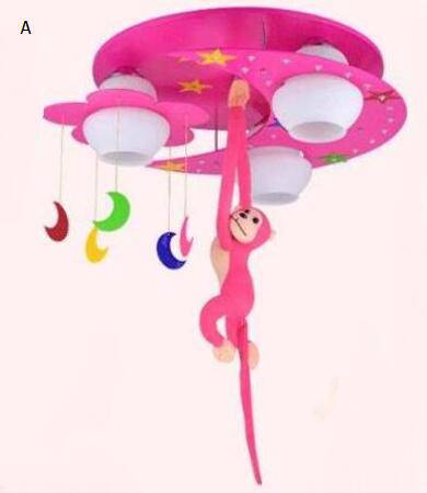 Plafonnier enfant avec singe suspendu (plusieurs couleurs)