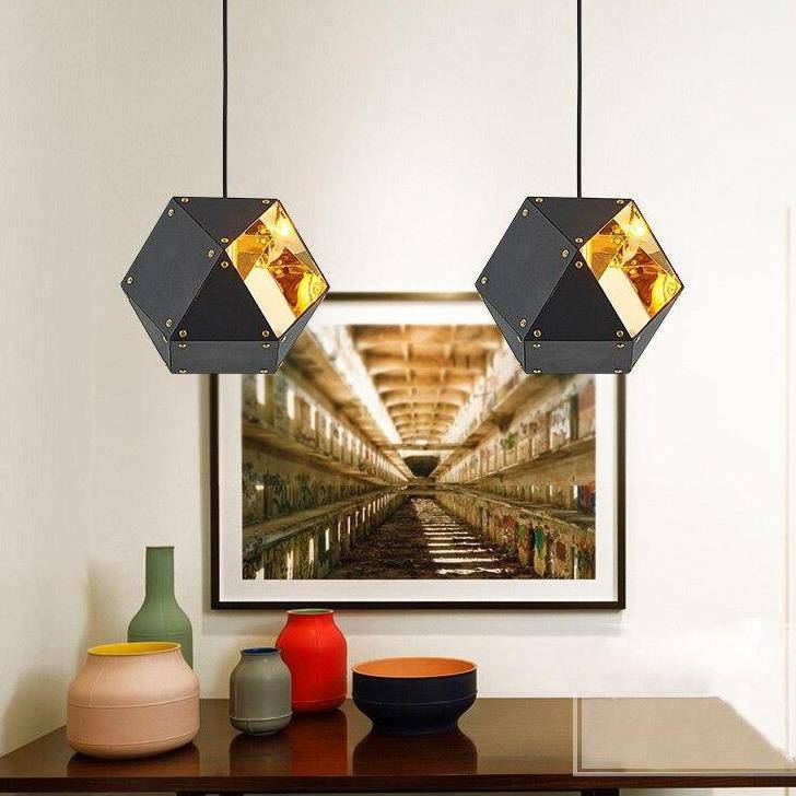 Suspension design à LED en métal style géométrique Gallery - vue 2 sur 4