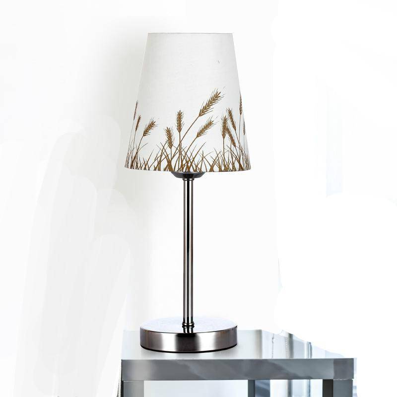 Lampe de chevet chromé avec abat-jour dessin de blé - vue 3 sur 2