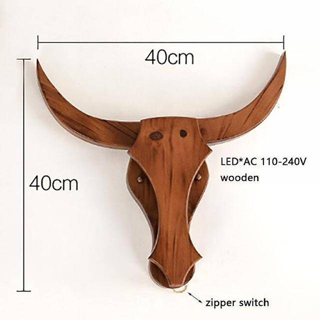 Applique murale LED en bois retro en forme de tête de cerf - vue 5 sur 8