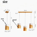 Suspension moderne LED en cube de bois design