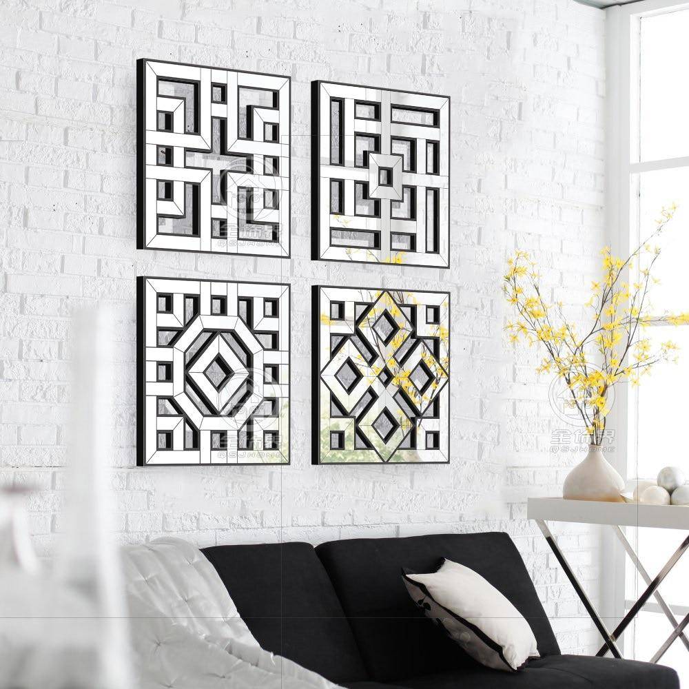 Miroir mural carré design avec formes Decor - vue 3 sur 7