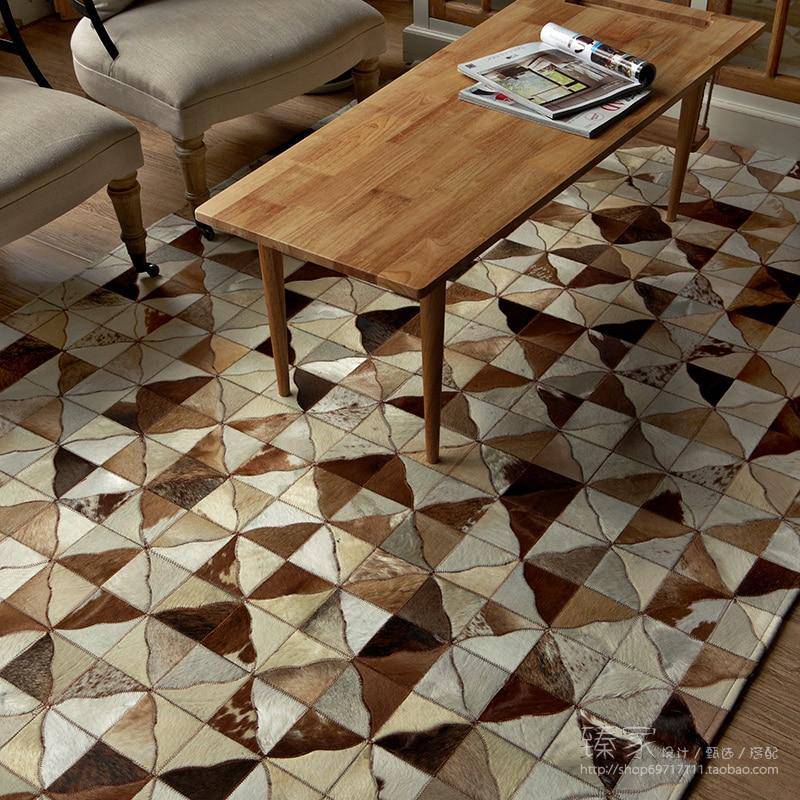 Tapis design rectangle scandinave aux triangles marrons Luxury - vue 3 sur 5