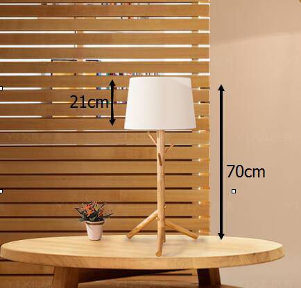 Lampe de chevet avec abat-jour en tissu et pied en bois style arbre - vue 3 sur 2