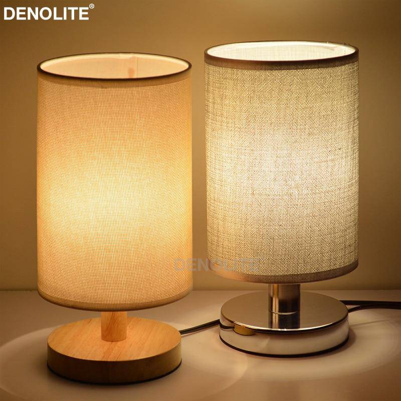 Lampe de chevet LED chromé avec abat-jour en tissu
