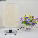 Lampe de chevet LED chromé avec abat-jour en tissu